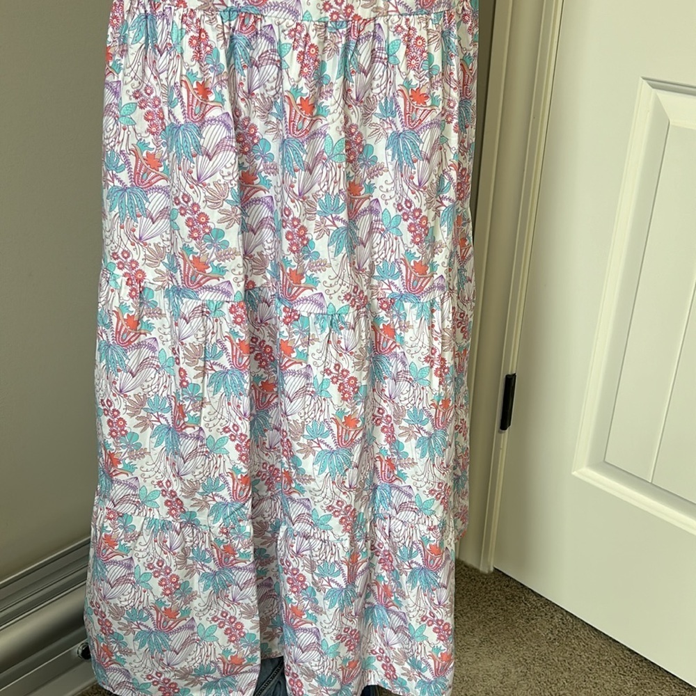 NWT Anthropologie Cotton Floral Halter Belle Maxi Dress Pink Blue White Medium - Picture 7 of 9